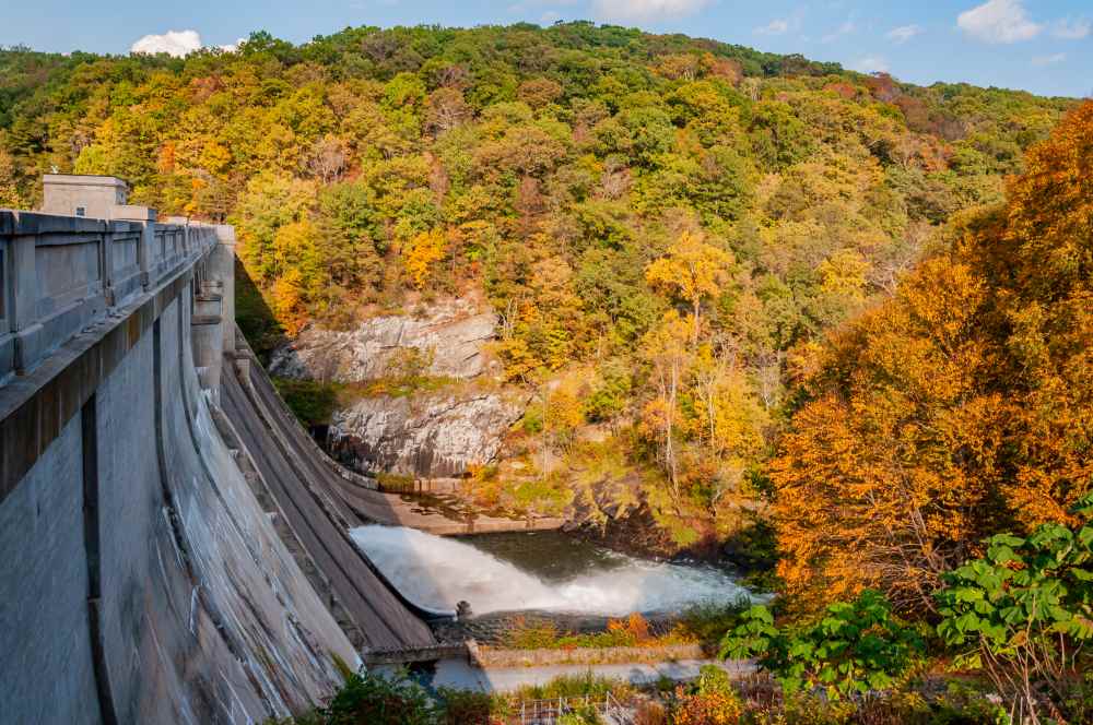 Prettyboy Dam on a Beautiful Autumn Evening, Maryland, USA, Parkton, Maryland