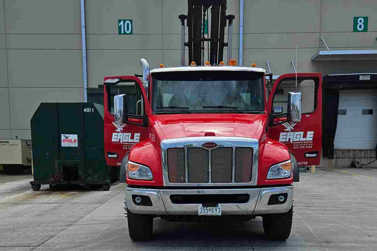 Truck bringing hazard waste to the dump