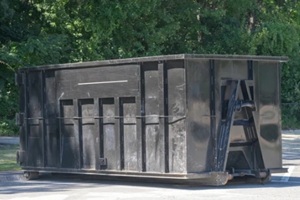close up on dumpster at construction site