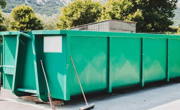 large waste container at local sorting station