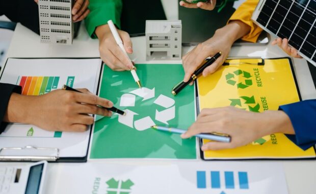 business waste disposal and recycle concept