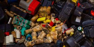 old used batteries and accumulators of various types